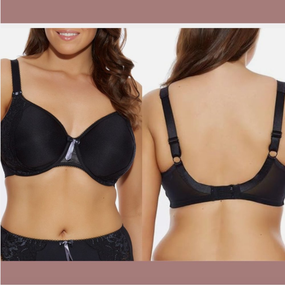 NWT $78 Elomi [ 36J US ] Amelia Full Figure‎ Molded Underwire Bra in Black #6069